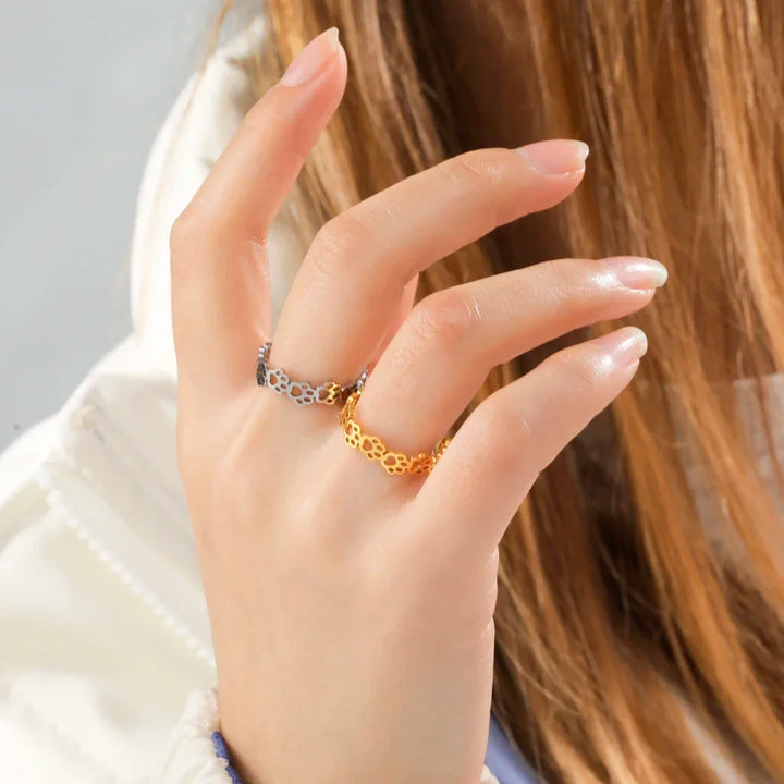 Bague à Empreinte de Patte Ajustable – Fabriquée en Acier Inoxydable