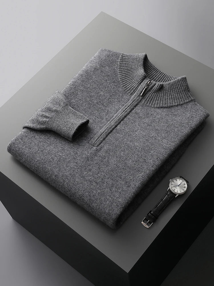 Pull demi-zip en cachemire
