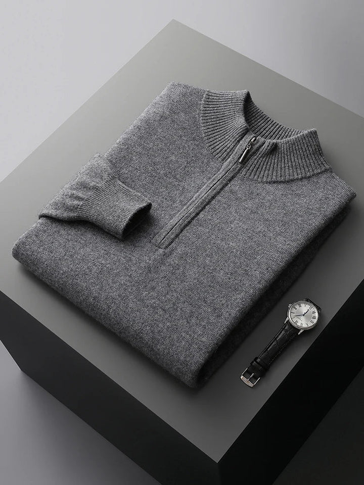 Pull demi-zip en cachemire