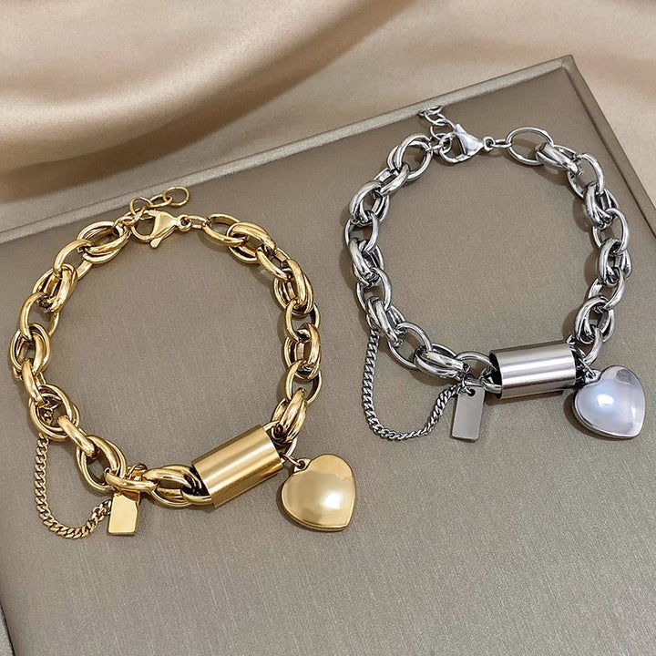 Bracelet Chunky Réconfortant | Or Blanc