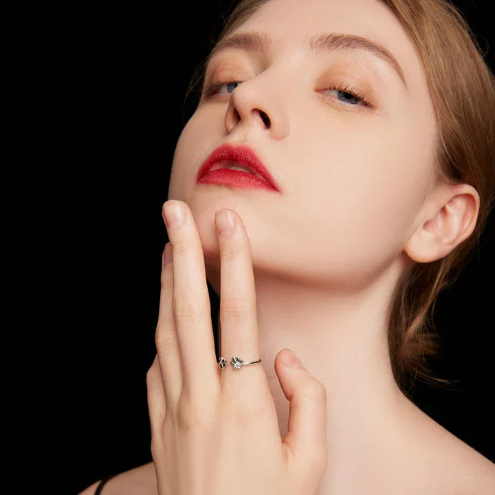 Bague en Argent Sterling 925 – Ajustable avec Zircon et Émail
