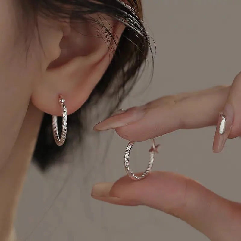 Boucles d'oreilles en argent à anneau torsadé