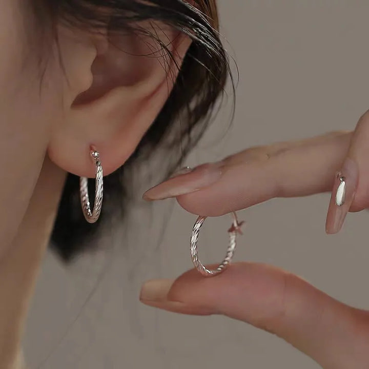 Boucles d'oreilles en argent à anneau torsadé