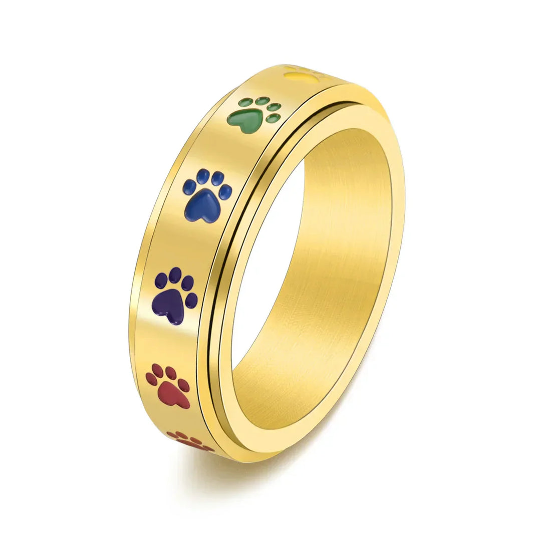 Bague à Pattes Réductrice de Stress Rotative – Acier Inoxydable avec Pattes Arc-en-Ciel