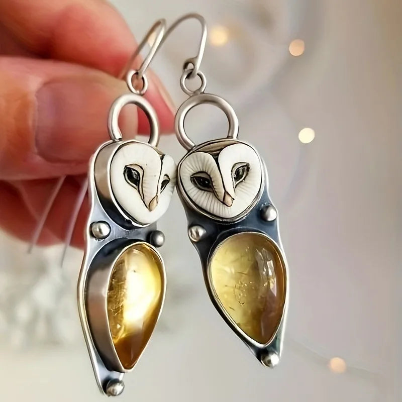 Boucles d'oreilles pendantes Hibou Boho - Sans nickel pour les oreilles sensibles