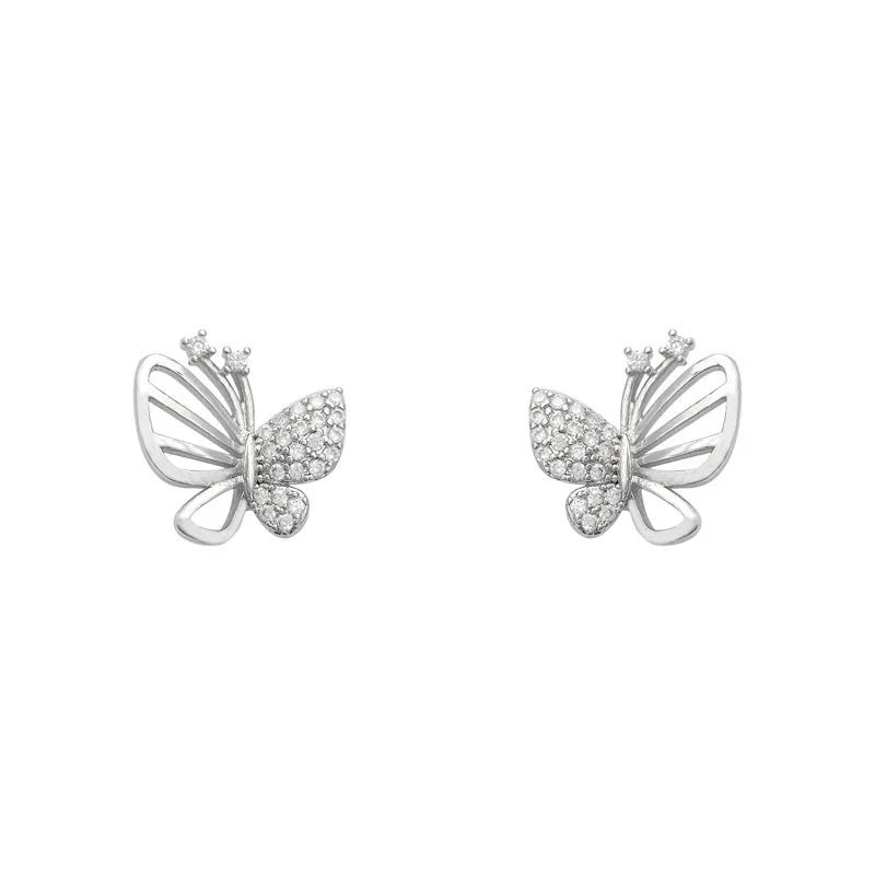 Boucles d'oreilles élégantes en zircon en forme de papillon