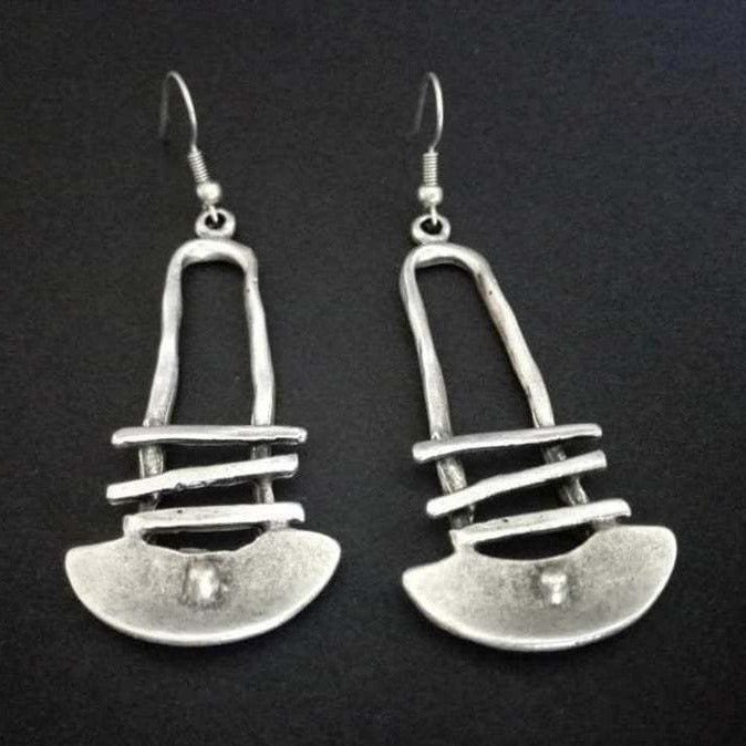 Boucles d'oreilles en forme d'escalier géométrique en demi-cercle