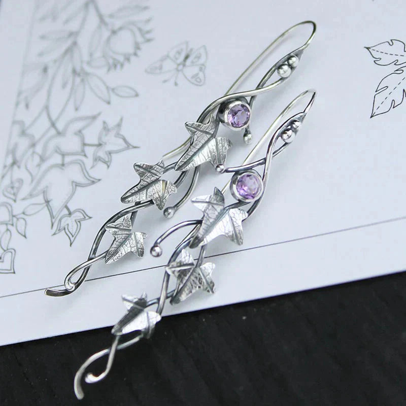 Boucles d'oreilles Elf Antique en Feuille | Or Blanc