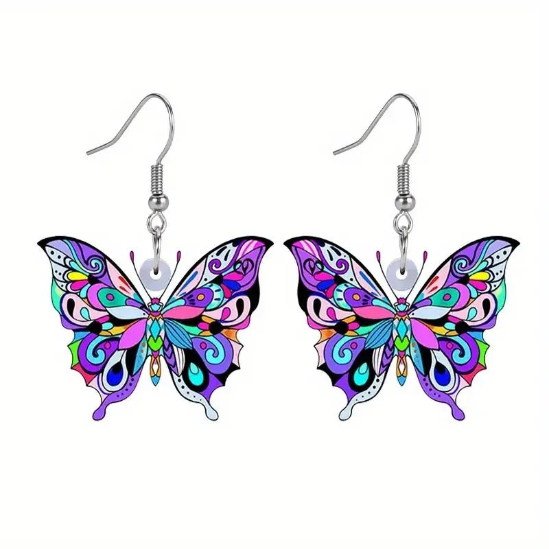 Boucles d'oreilles papillon colorées pour femmes