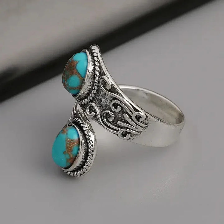 Bague en Croix Turquoise Vintage Élégante