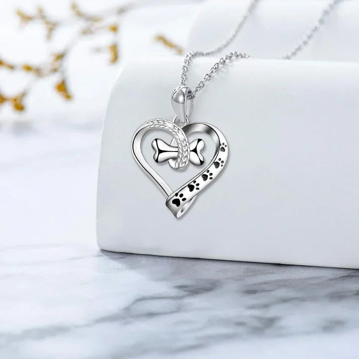 Ensemble de Bijoux 2 Pièces avec Charms Patte, Cœur & Os