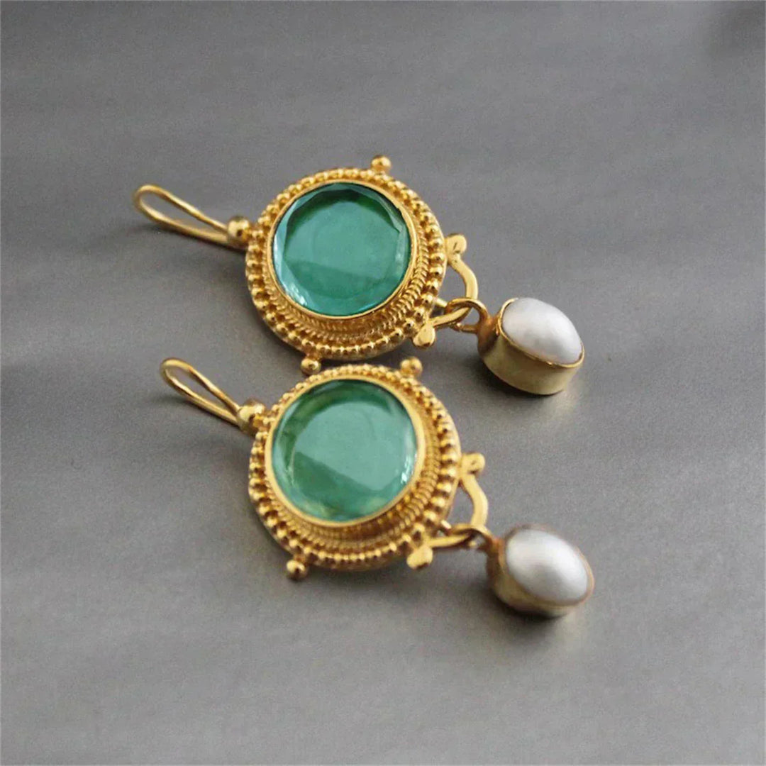 Boucles d'oreilles en gemmes turquoises chéries