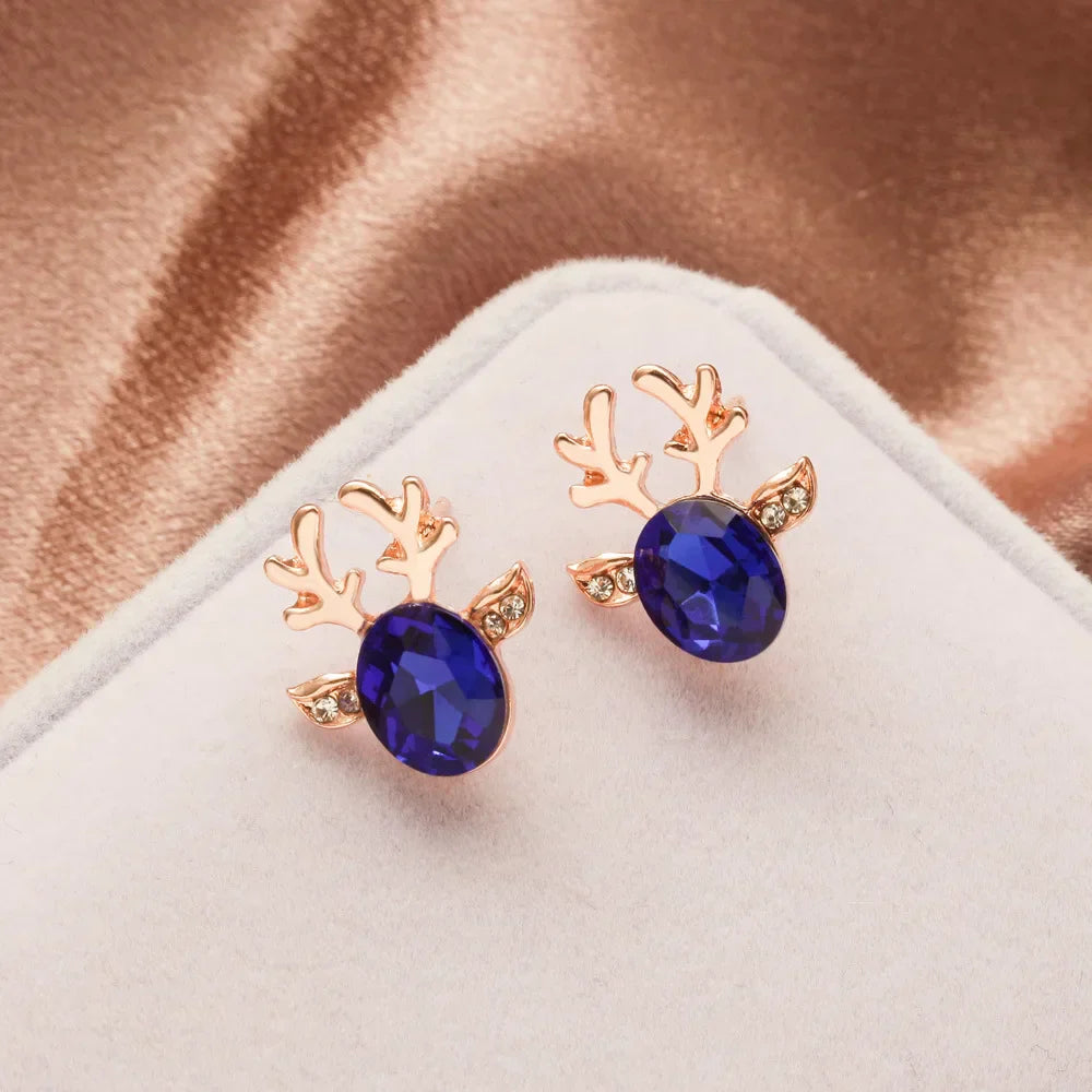 Boucles d'oreilles en cristal de renne festif