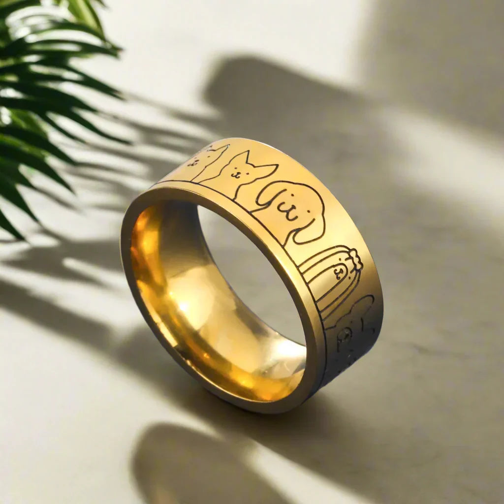 Bague Large en Acier Inoxydable - Design Gravé pour Femmes