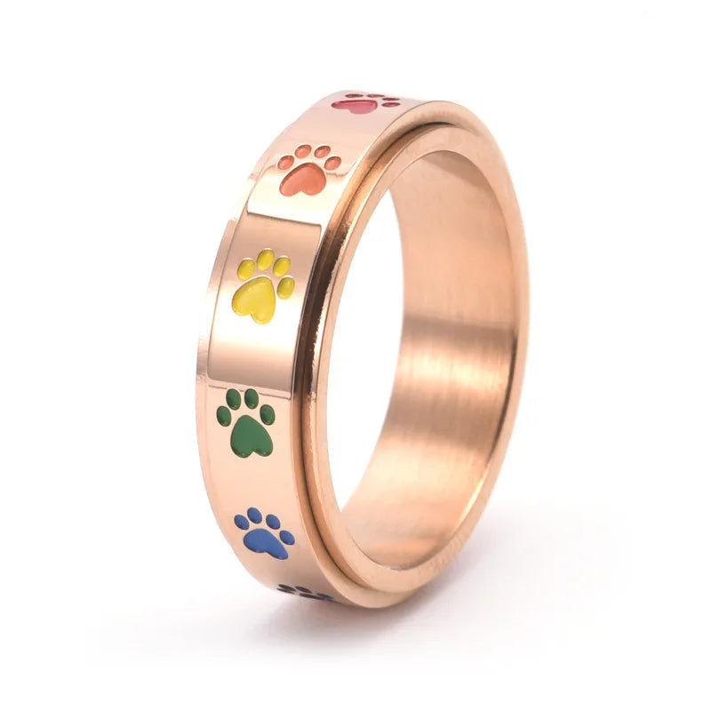 Bague à Pattes Réductrice de Stress Rotative – Acier Inoxydable avec Pattes Arc-en-Ciel