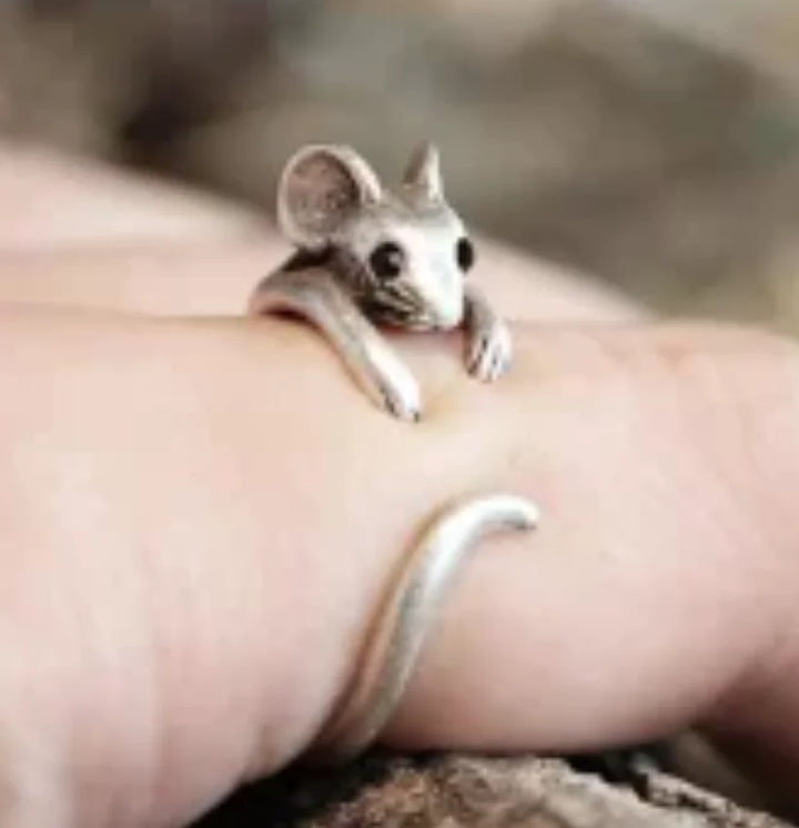 Bague enroulée souris adorable – Bijoux vintage ajustables