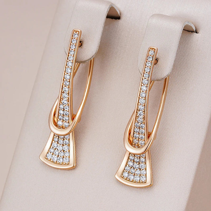 Boucles d'oreilles en cristal à couches radieuses | Or