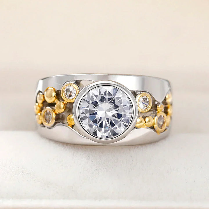 Bague Vintage en Zirconia Incrustée Or & Argent