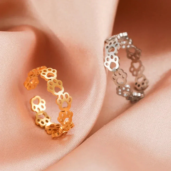 Bague Pattes d'Animal Ajustable – Fabriquée en Acier Inoxydable