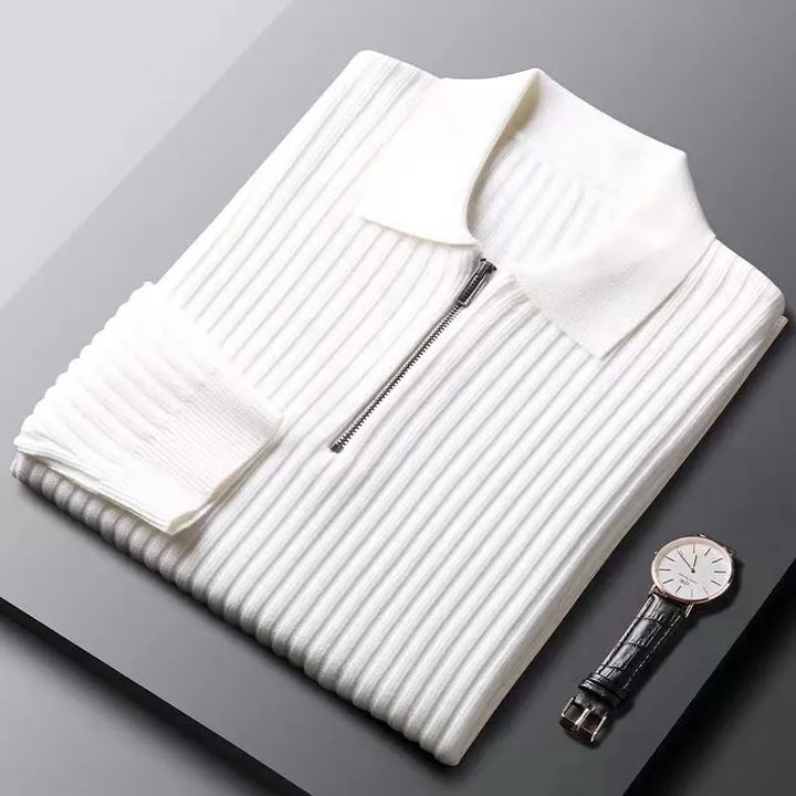 Pull demi-zip à rayures