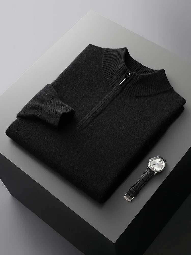 Pull demi-zip en cachemire
