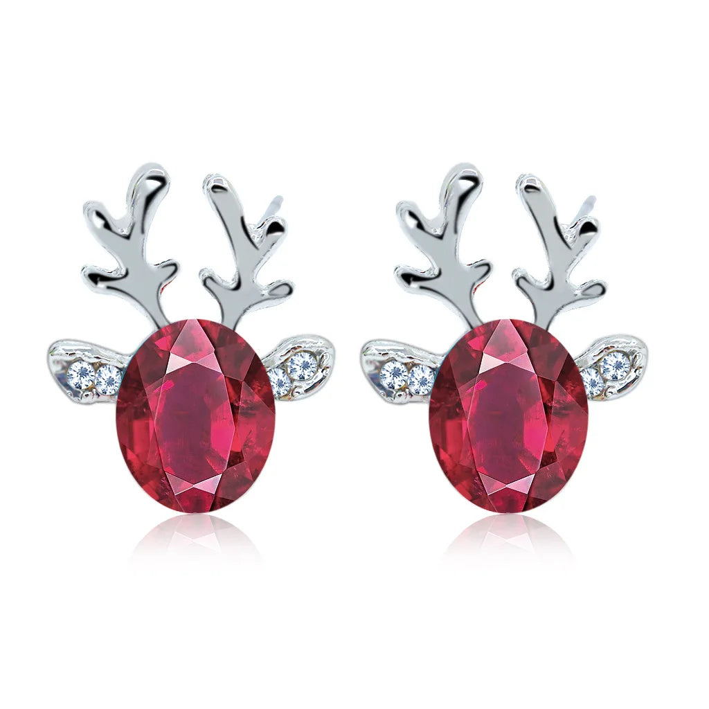 Boucles d'oreilles en cristal de renne festif