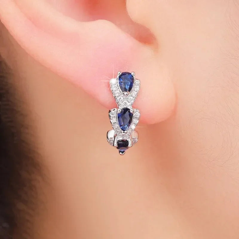 Boucles d'oreilles Royal Sapphire Crest | Or blanc