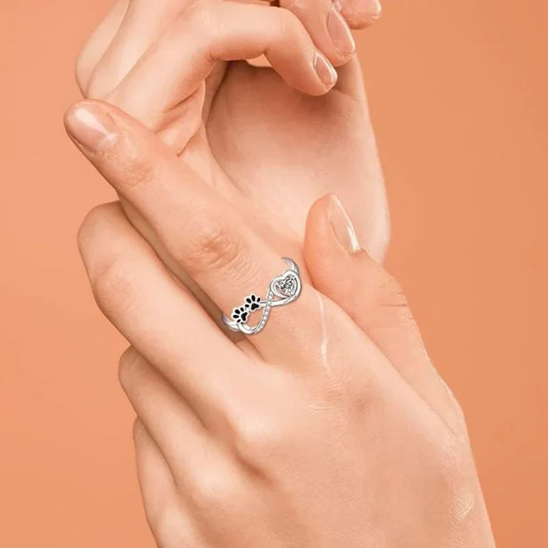 Bague en Zircone avec Design Cœur et Infini