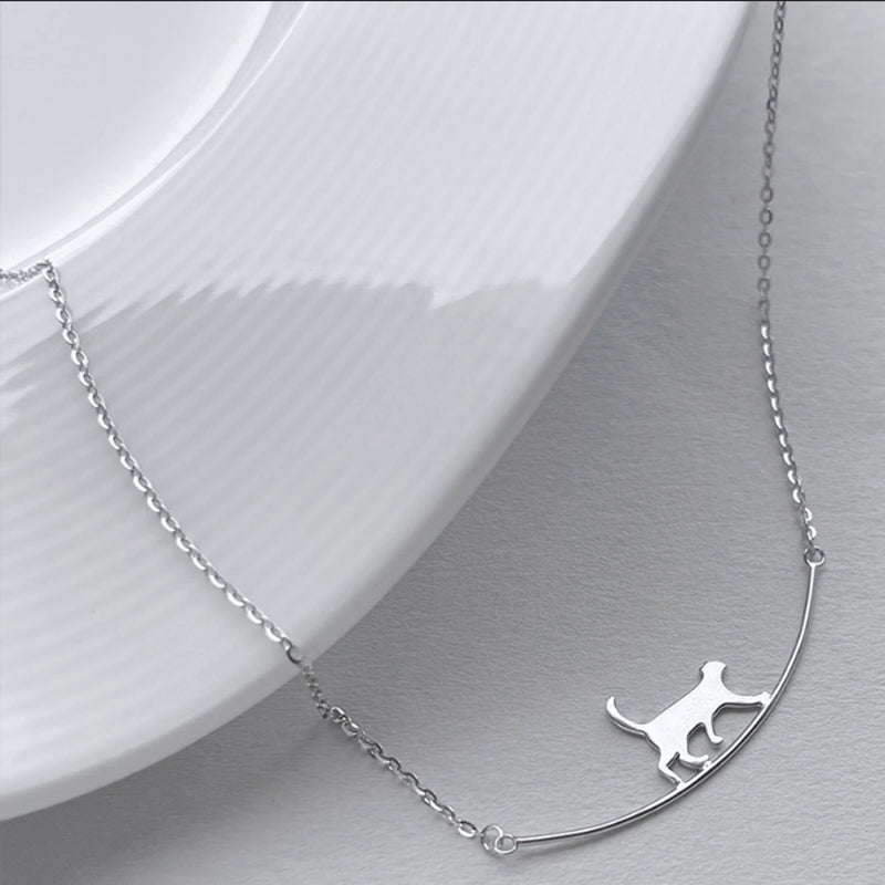 Collier de Chat Grimpant en Argent