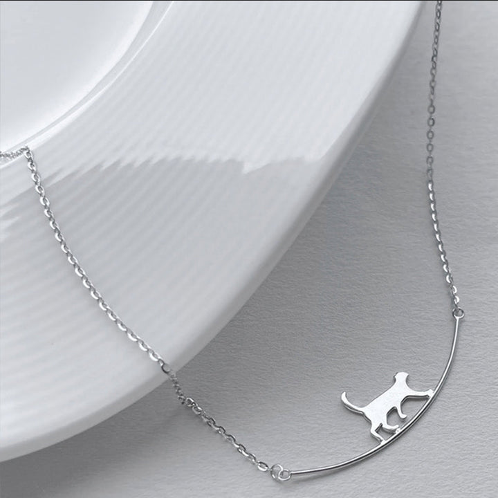 Collier de Chat Grimpant en Argent