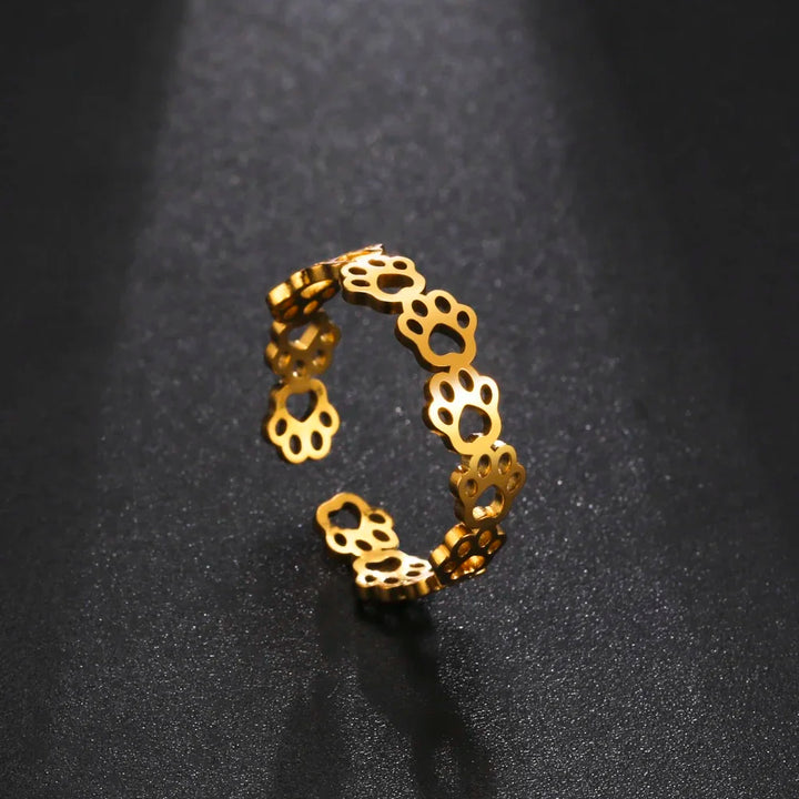 Bague Pattes d'Animal Ajustable – Fabriquée en Acier Inoxydable