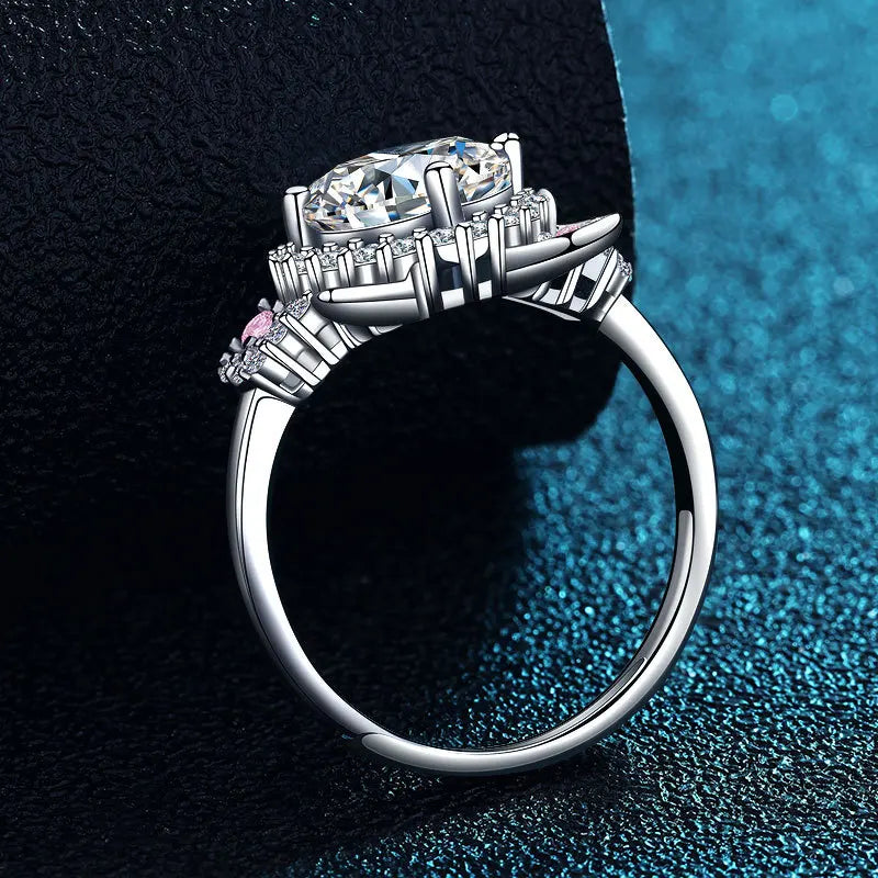 Bague à Oreilles de Chat Ajustable avec Zirconia
