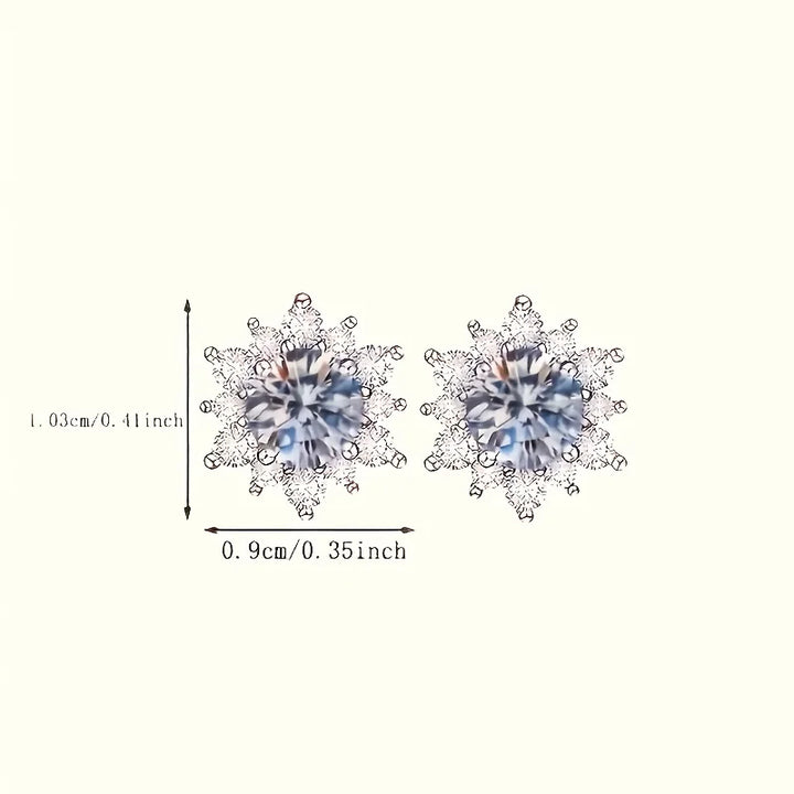 Boucles d'oreilles en cristal de fleur en argent