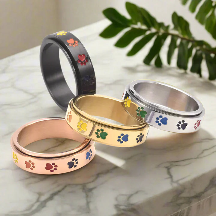 Bague Anti-Stress Pivotante en Acier Inoxydable avec Pattes Arc-en-Ciel