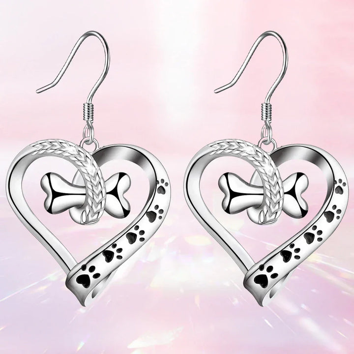 Ensemble de Bijoux en 2 Pièces avec Charms Patte, Cœur et Os