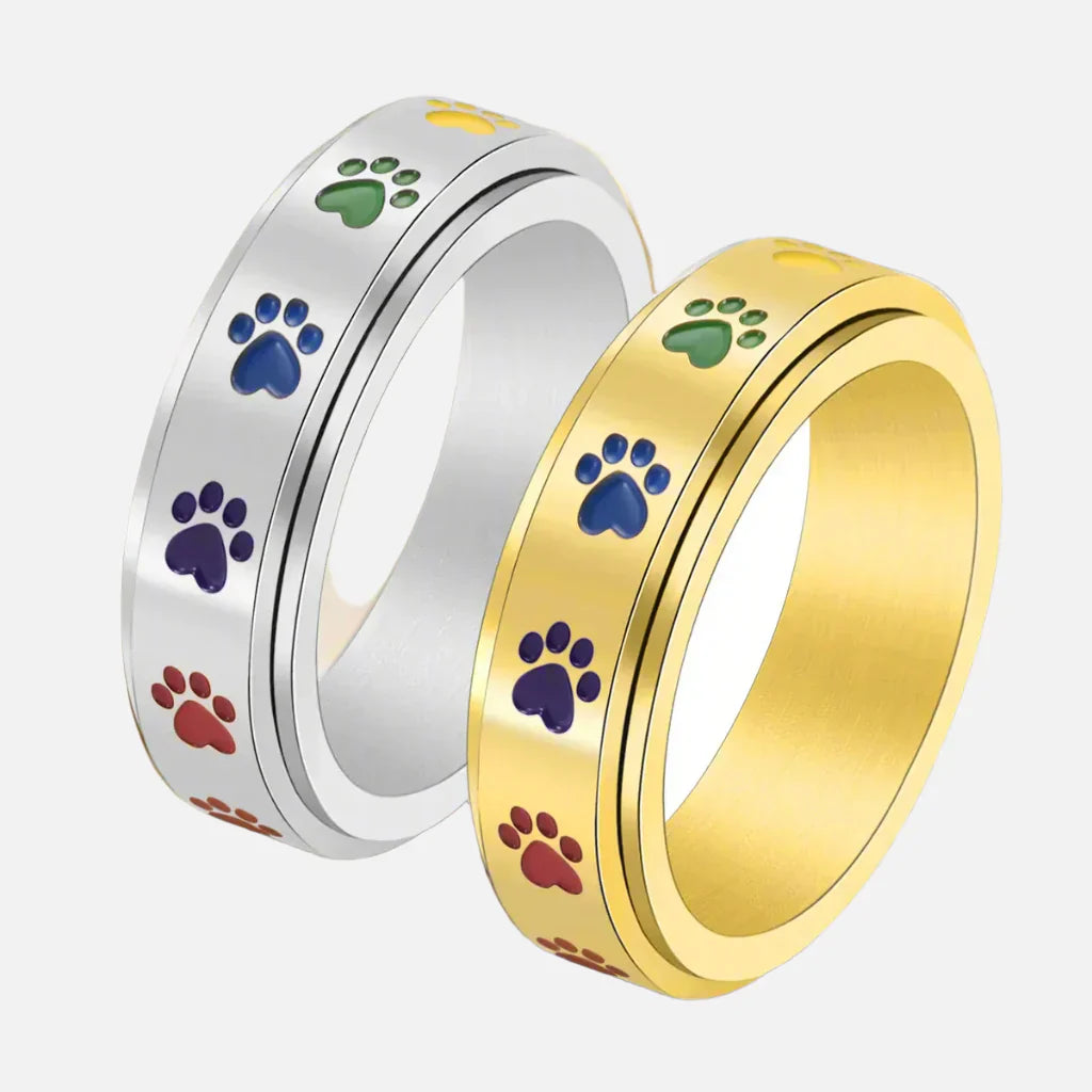 Bague à Pattes Réductrice de Stress Rotative – Acier Inoxydable avec Pattes Arc-en-Ciel