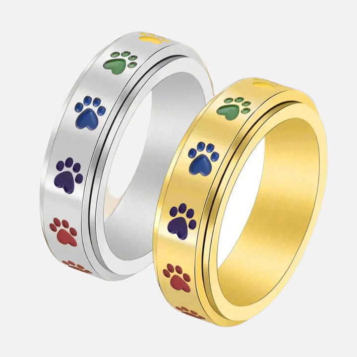 Bague à Pattes Réductrice de Stress Rotative – Acier Inoxydable avec Pattes Arc-en-Ciel