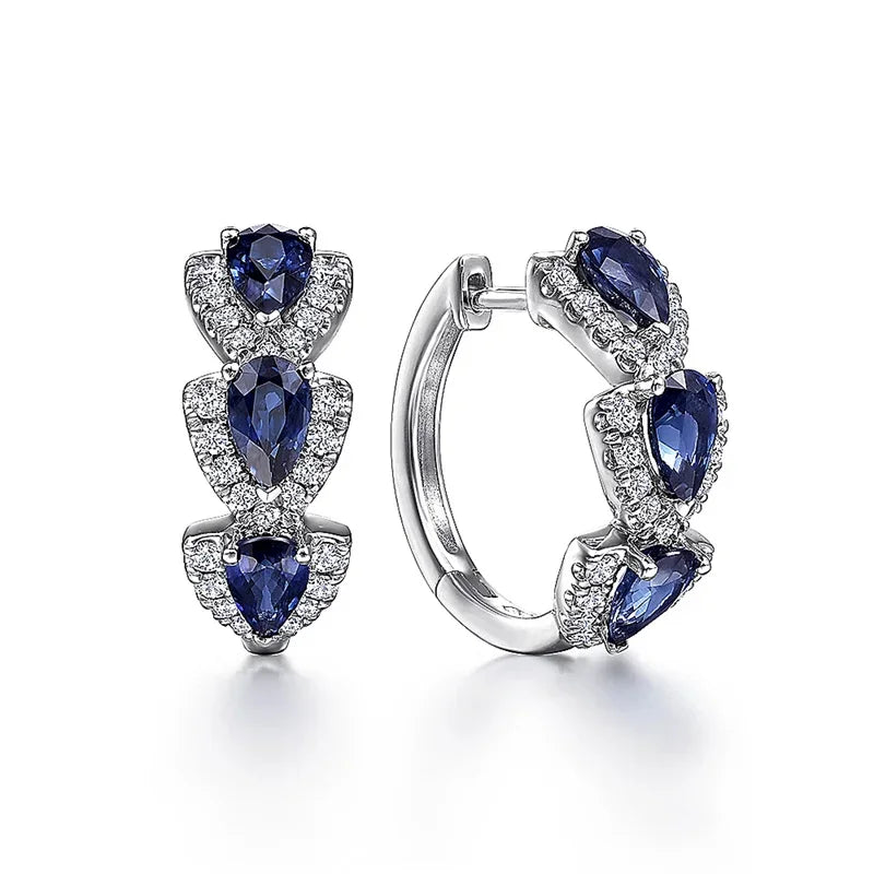 Boucles d'oreilles Royal Sapphire Crest | Or blanc