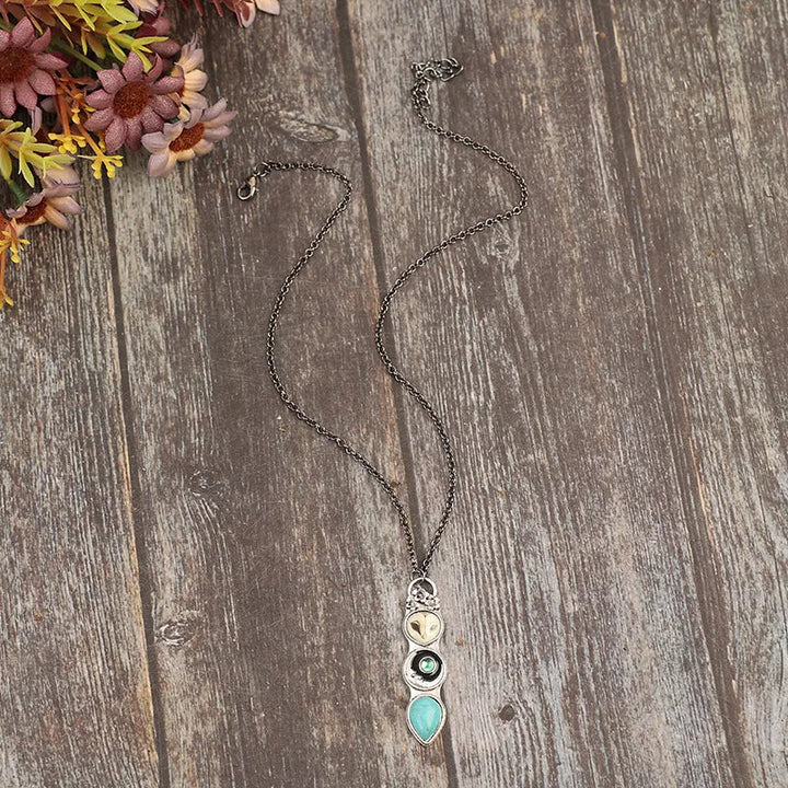 Collier Bar avec Hibou Turquoise Sagesse