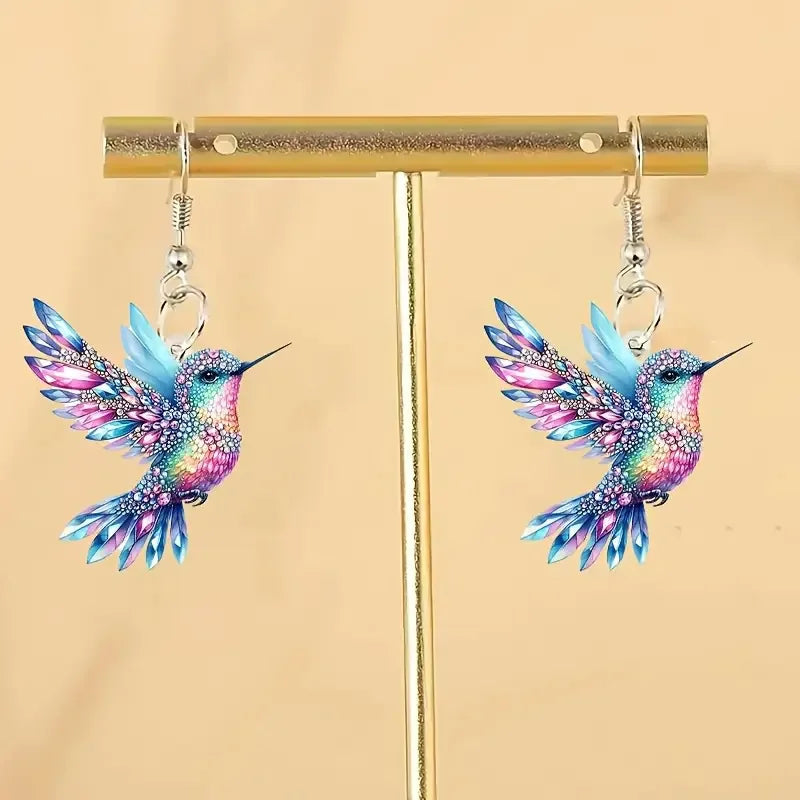 Boucles d'oreilles pendantes en colibri