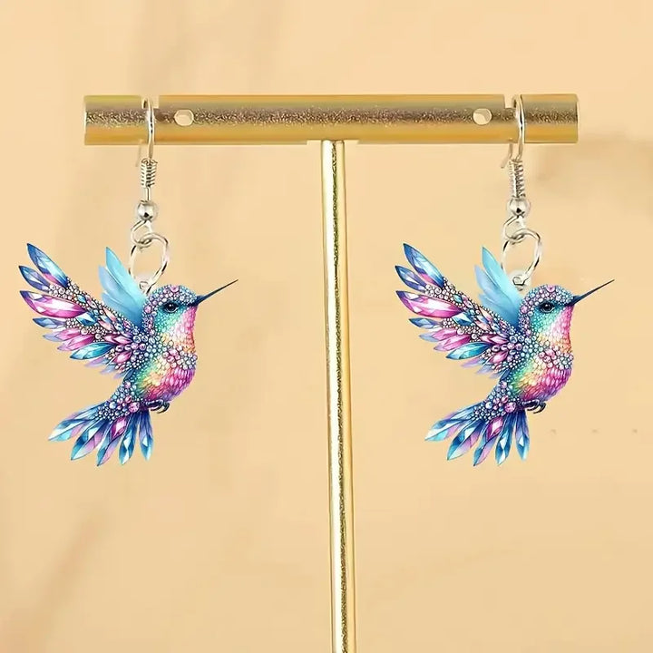Boucles d'oreilles pendantes en colibri