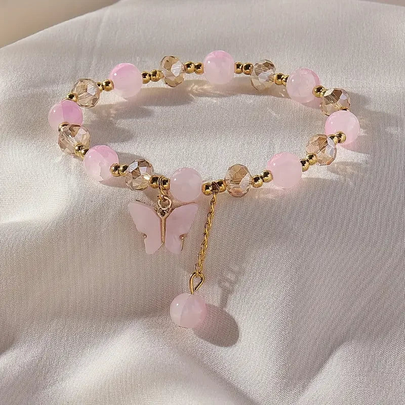 Bracelet extensible en perles avec beau papillon
