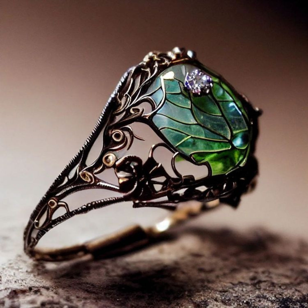 Bague en Verre Vert Nature