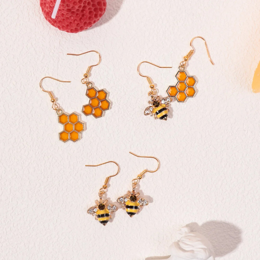 Boucles d'oreilles en cristal Abeille Dorée & Rayon de Miel