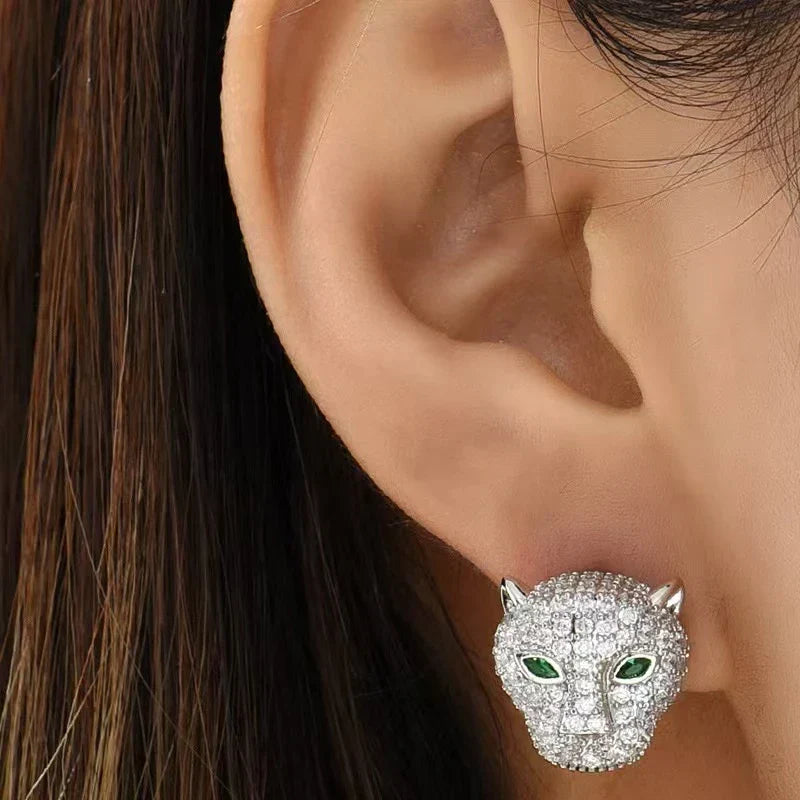 Boucles d'oreilles déclaratives en cristal léopard coloré