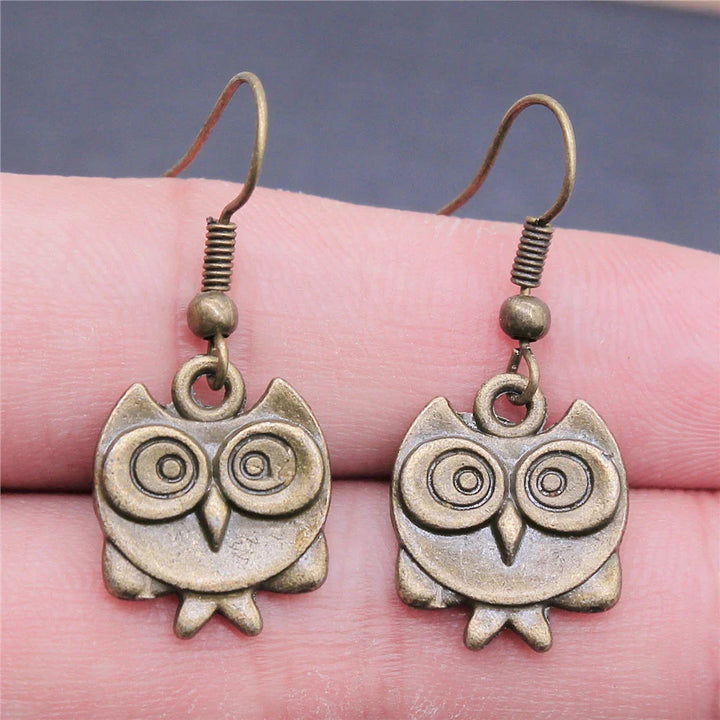 Boucles d'oreilles pendantes bohémiennes vintage avec hibou