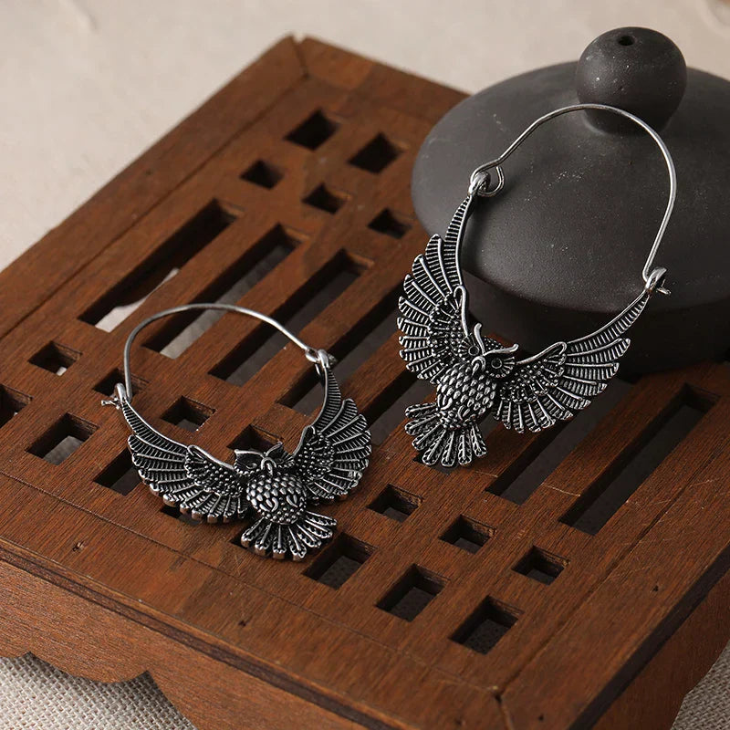 Boucles d'oreilles Vintage Bohémien Hibou