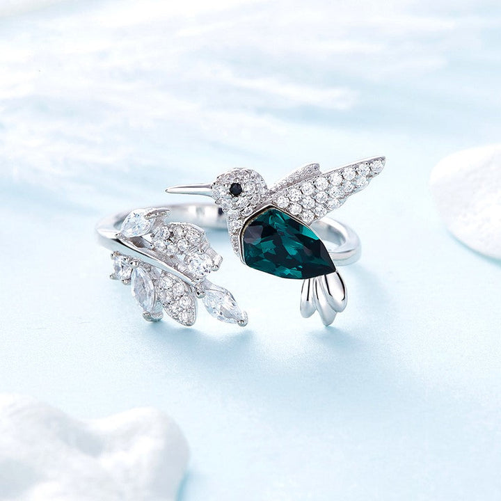 Bague scintillante ajustable Colibri avec diamant en strass