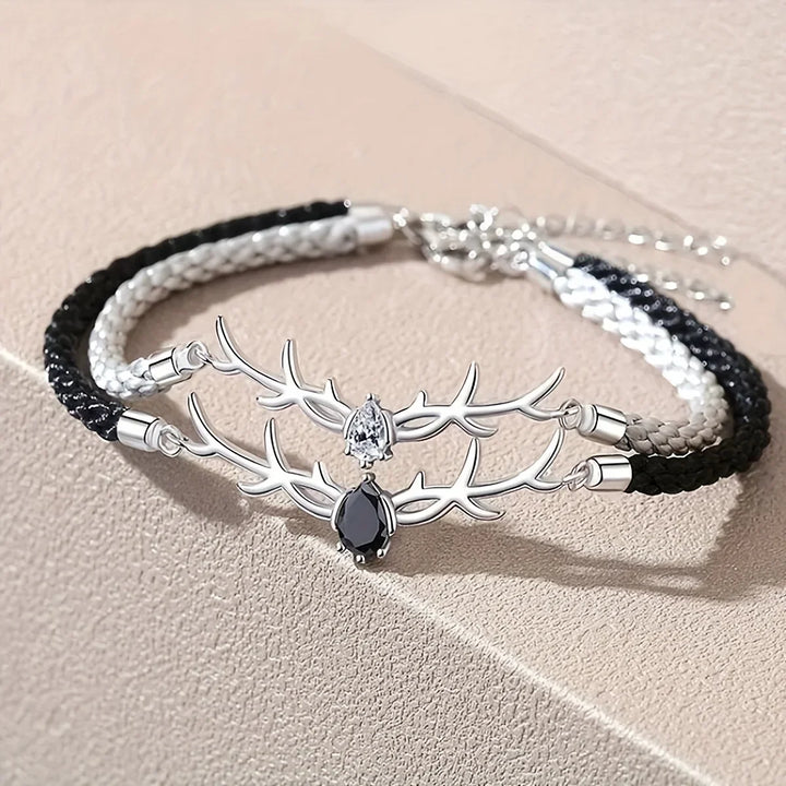 Bracelet en Cœur de Corne de Cerf avec Zircon