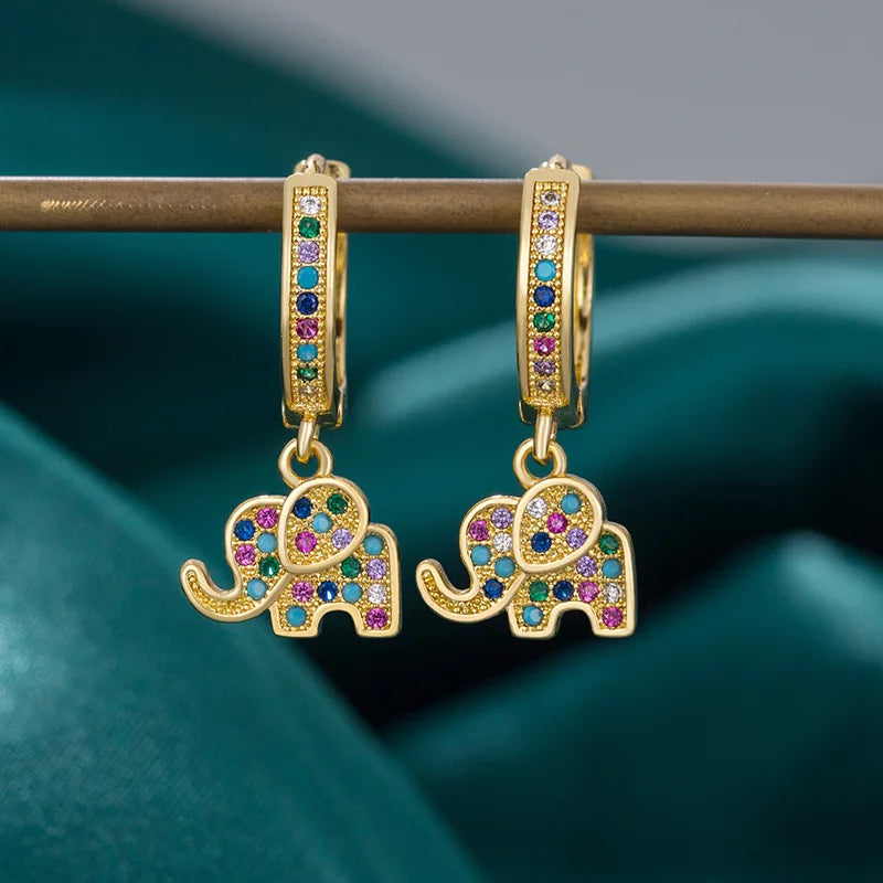 Boucles d'oreilles en forme d'éléphant arc-en-ciel